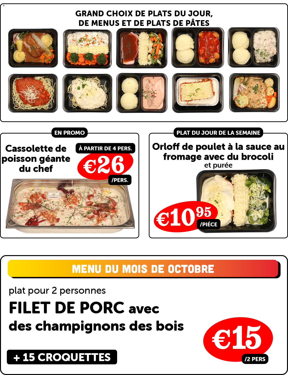 promotion de la semaine traiteur - De Kleine Bassin